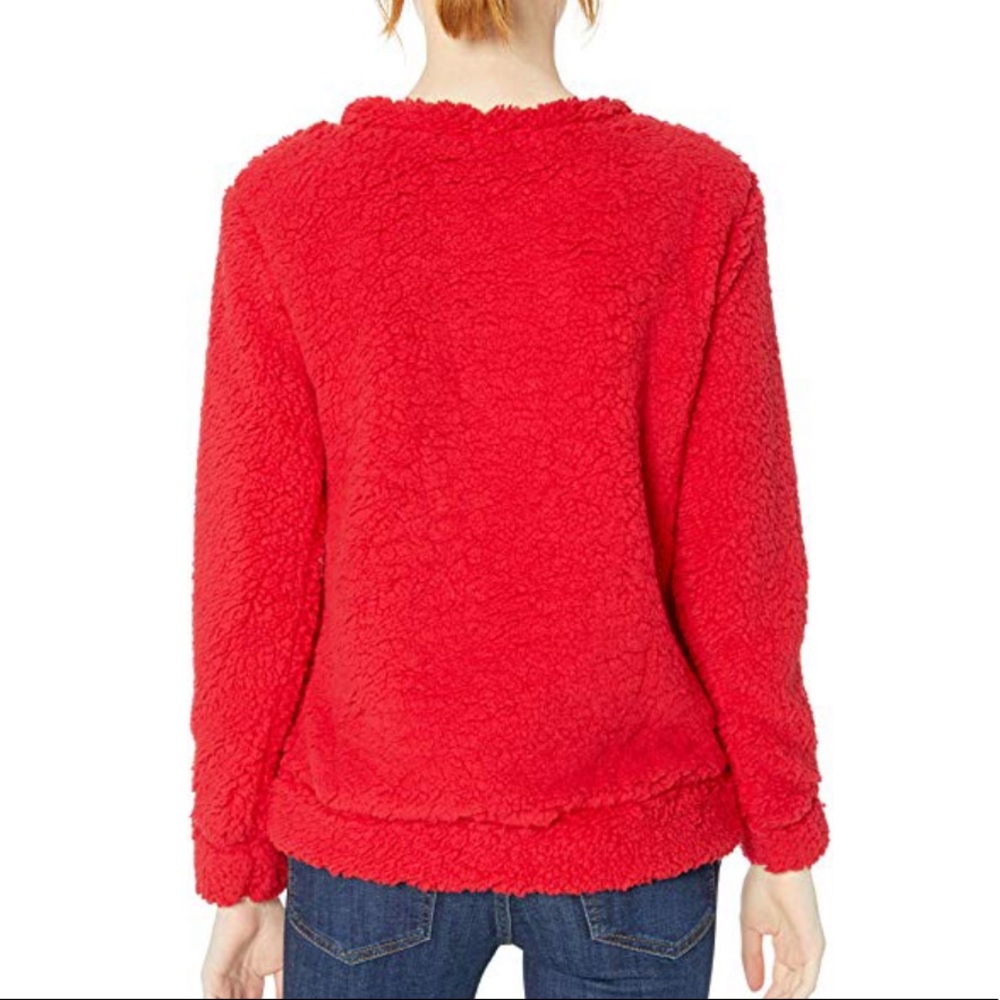Miss Chievous Christmas Sequin Sherpa Sweater Red - Picture 2 of 8
